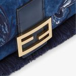 FENDI Baguette® Blue flocked denim bag with Night Butterfly embroidery - Image 2